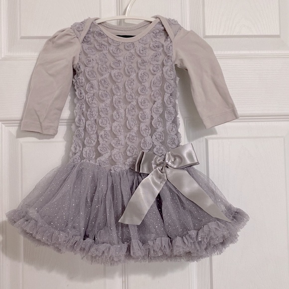 Olivia Rose Other - 🍒 Baby Dress w/ Ribbon Roses, Tutu Skirt …onesie design underneath!!!